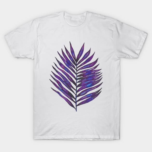 Violet tropical leaf T-Shirt by deadblackpony